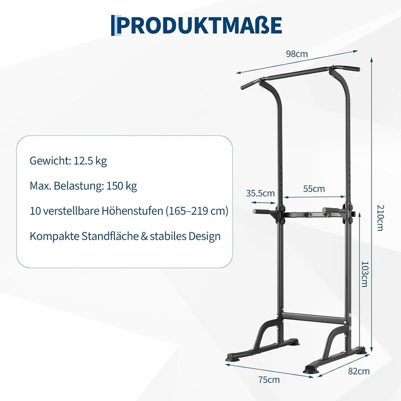 Zstar Power Tower Dip Station für Home Gym, verstellbare Klimmzugstange mit Dip Bars, Kraftstation f