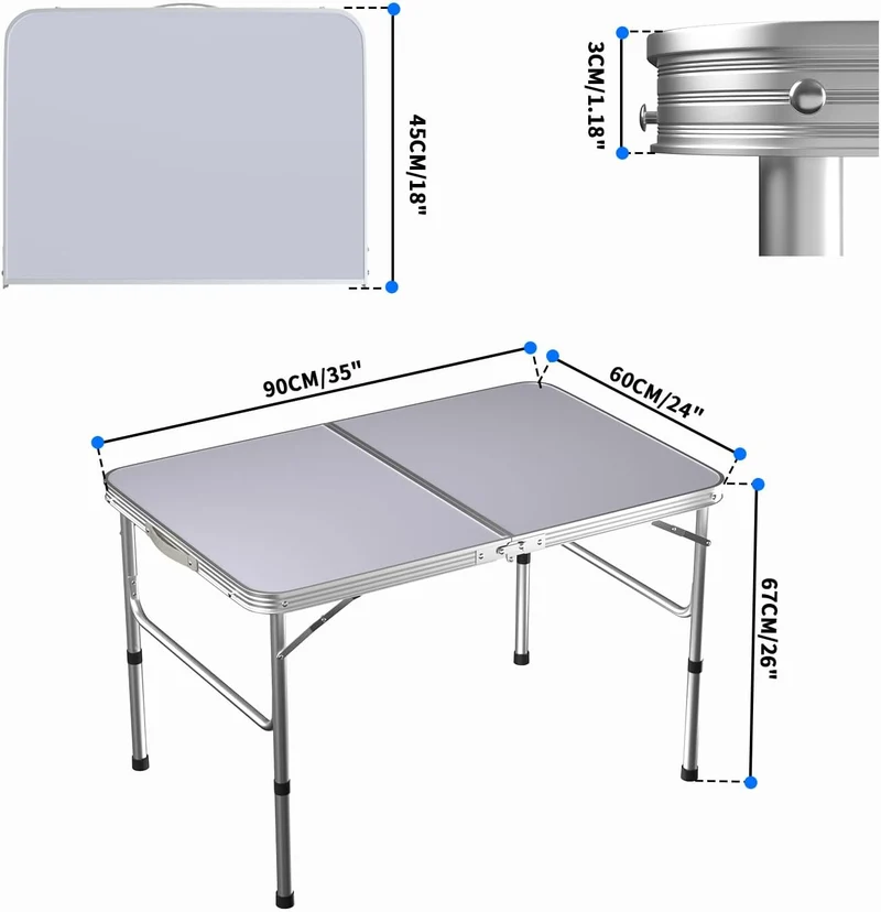 Klappbarer Büro-/Computertisch für Zuhause, 90 cm, tragbar, faltbar, für Outdoor, Camping, Picknick,