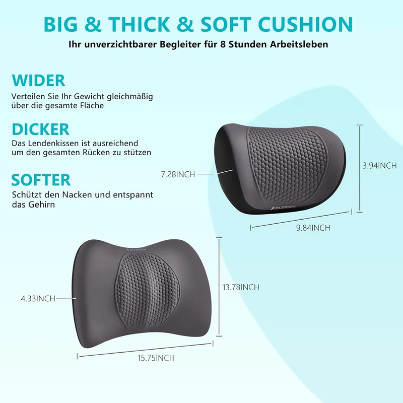 FLORICH Auto Sitzkissen und Lendenkissen Memory Foam Schreibtischstuhl Kissen Ergonomisches Sitzkiss
