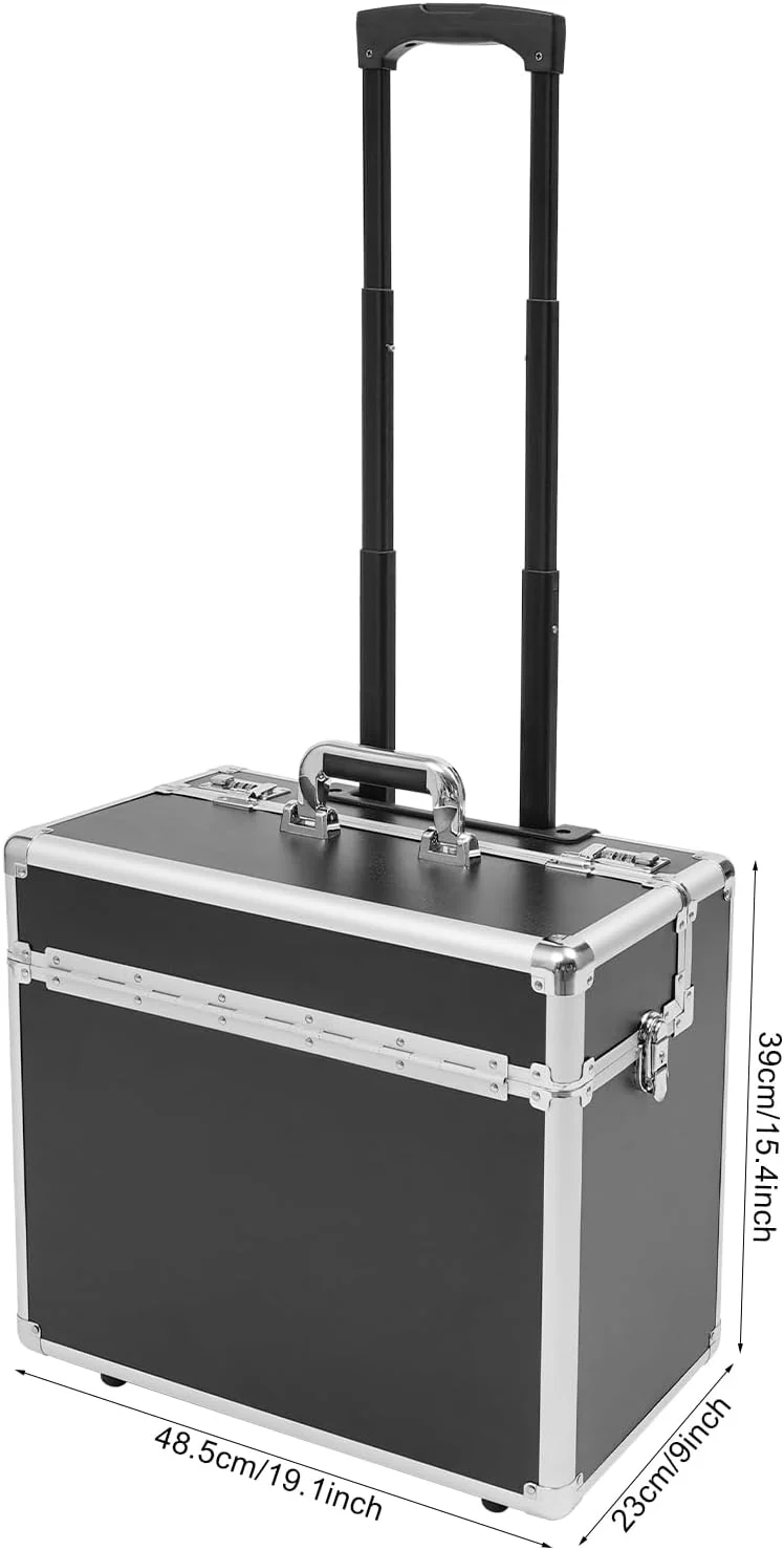 Rollbarer Aktenkoffer, Aluminiumlegierung Abschliessbarer Aktenkoffer, rollbare Aktenbox mit Telesko