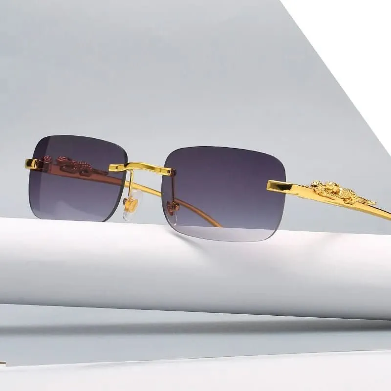 LEOVUE – Randlose Leopardenkopf-Sonnenbrille mit UV400-Schutz