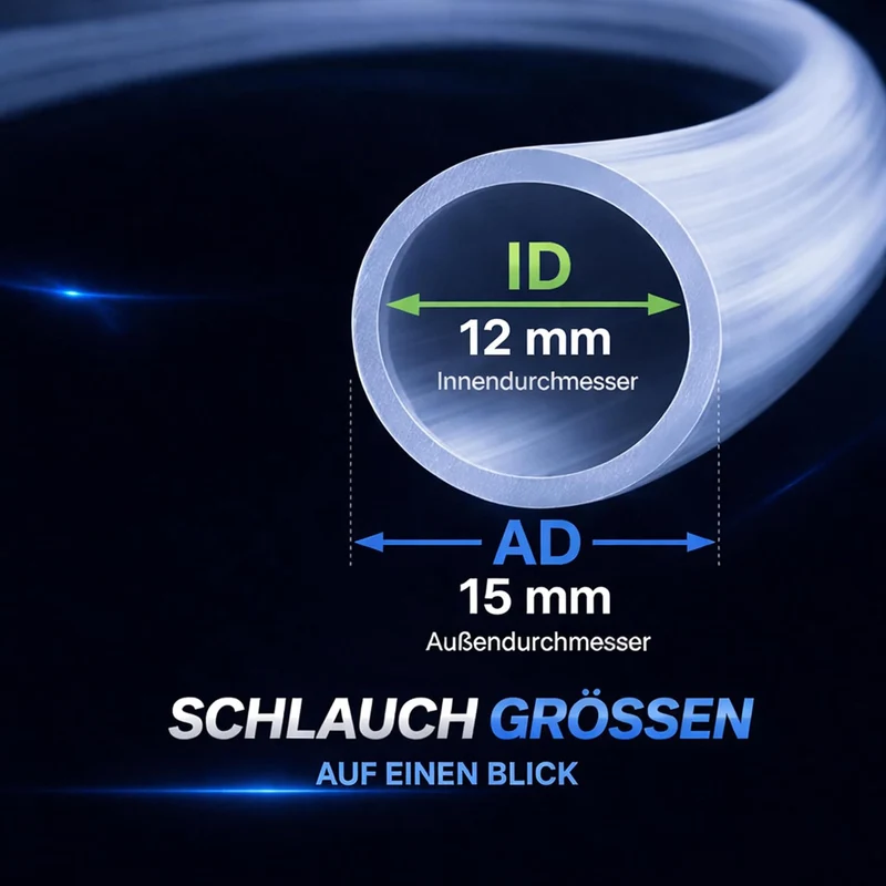 Silikonschlauch Transparent Lebensmittelecht - 12mm ID x 15mm AD 5 Meter - Hitzebeständiger Schlauch