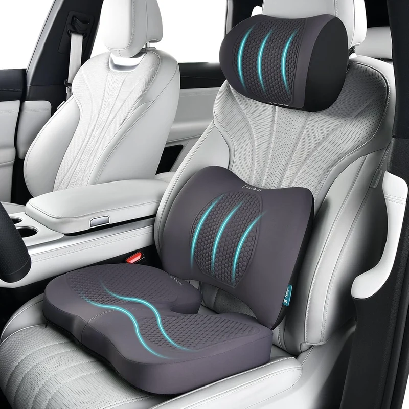 FLORICH Auto Sitzkissen und Lendenkissen Memory Foam Schreibtischstuhl Kissen Ergonomisches Sitzkiss