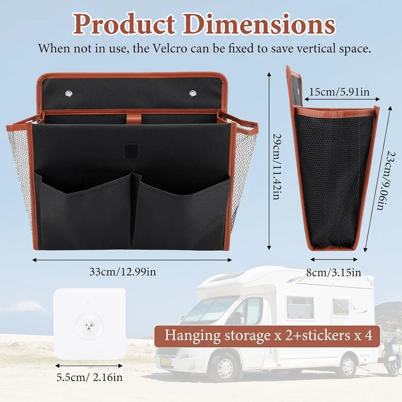 2 Stück Wohnmobil Organizer, Selbstklebend Hängeorganizer Camping Faltbar | Ohne Bohren Hängetasche