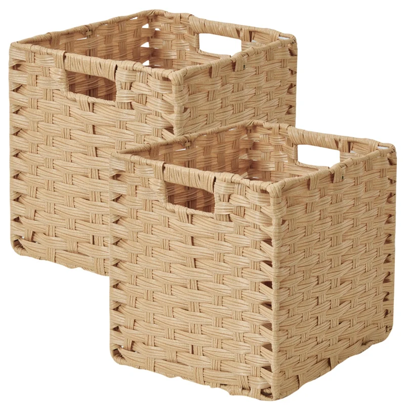 Sagittar Faltbarer Korb Geflochten aus Rattan-Imitat, 25x25x25cm Aufbewahrungskorb für Vorratskammer