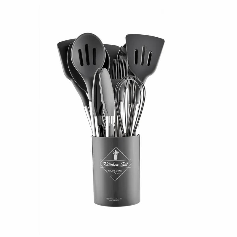 Culinara Pro – 12-teiliges Silikon-Küchenutensilien-Set mit Edelstahlgriffen