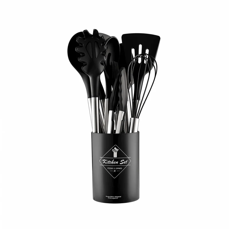 Culinara Pro – 12-teiliges Silikon-Küchenutensilien-Set mit Edelstahlgriffen