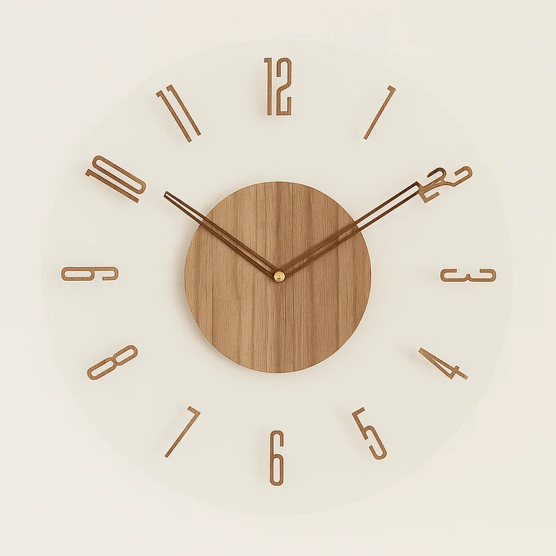 Nordisch Uhr – Geräuschlose Wanduhr im skandinavischen Design aus Naturholz