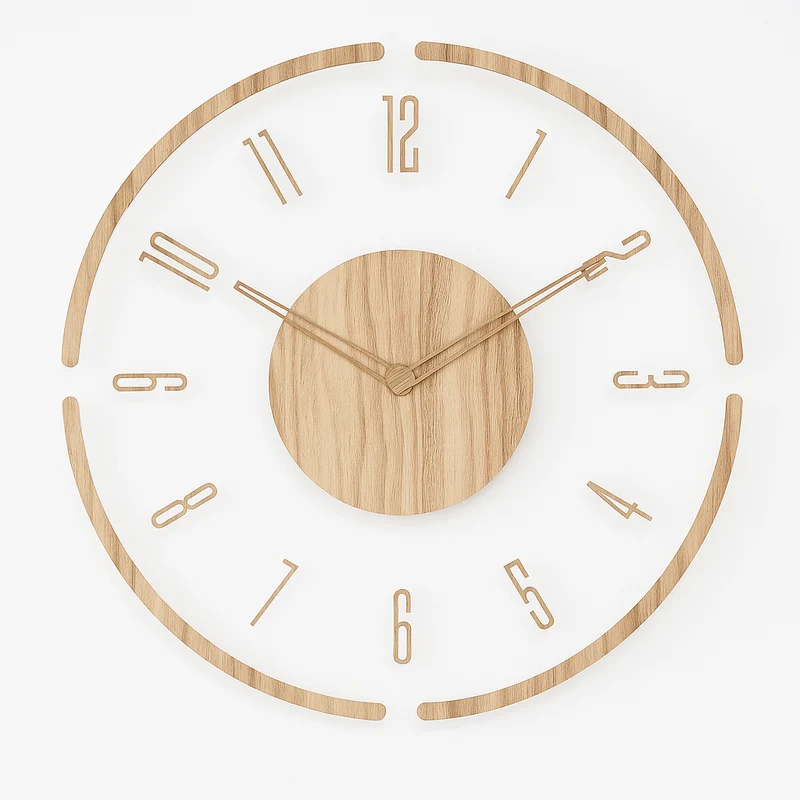 Nordisch Uhr – Geräuschlose Wanduhr im skandinavischen Design aus Naturholz