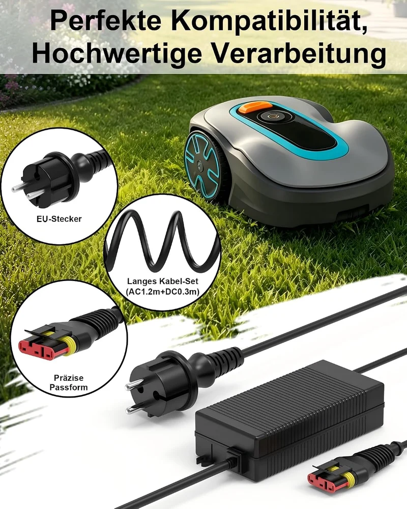 28V 4,2A Ladegerät kompatibel mit Husqvarna Automower 330X, 430X Nera 2023, 430X Roboter Rasenmäher,