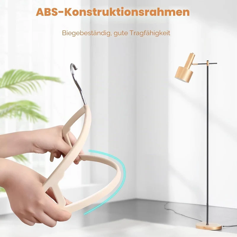 Jiang&Rong 60 Stück Kleiderbügel Samt Beige, Ultradünn, Platzsparend,Hosen | kleiderbügel samt rutsc