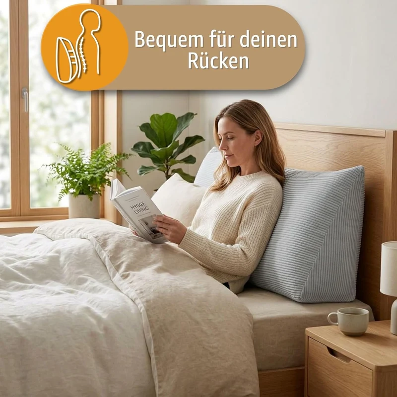 Keilkissen Rückenkissen für Bett und Sofa 70 cm breit - grosses Lesekissen Couchkissen Wandkissen –