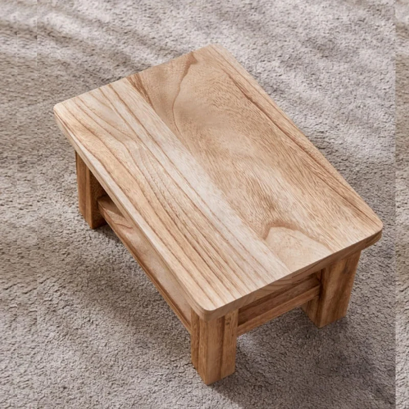 Fussbank aus Massivholz, tragbarer niedriger Hocker, Pflanzentisch, Schuhbank, Bank Sechseckig, Sech