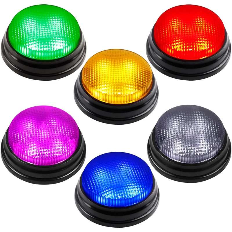 BEAN LIEVE Buzzers for Trivia Games - Set of 6 Game Buzzers, Compact Portable Buzzers for Classroom