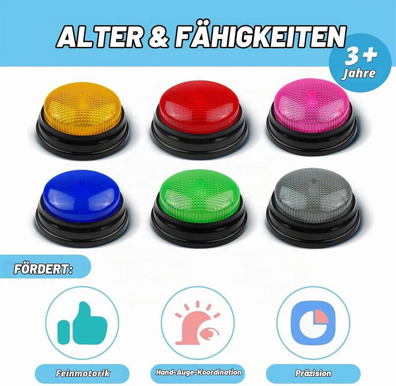 BEAN LIEVE Buzzers for Trivia Games - Set of 6 Game Buzzers, Compact Portable Buzzers for Classroom