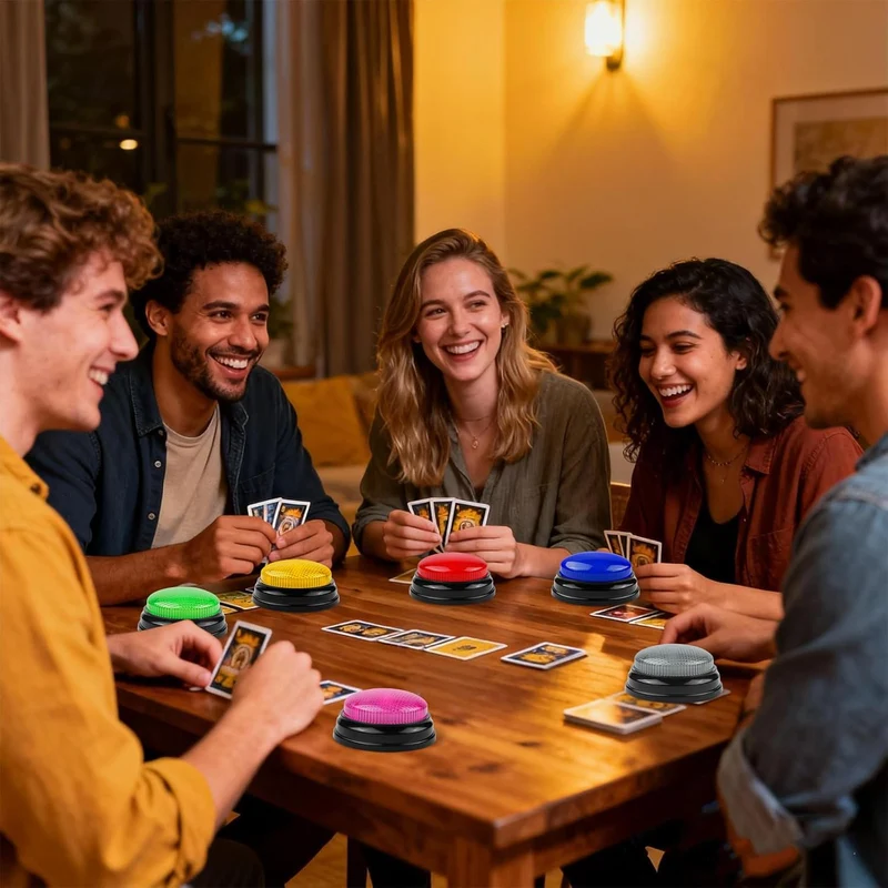 BEAN LIEVE Buzzers for Trivia Games - Set of 6 Game Buzzers, Compact Portable Buzzers for Classroom