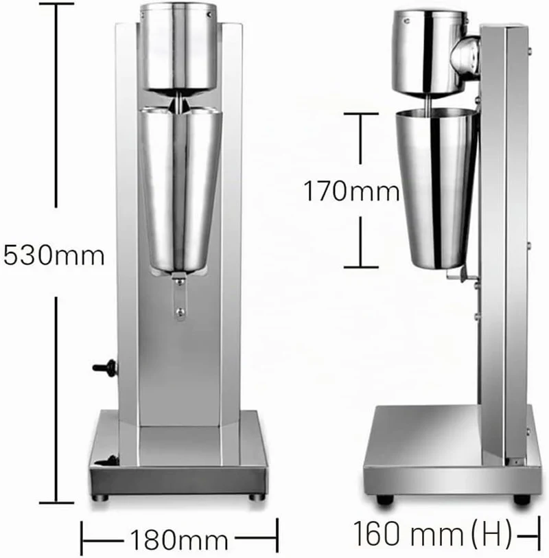 Milchshake Mixer, 180W 650ml Elektrisch Edelstahl Drink Mixer Milchshaker Standmixer für Smoothies,