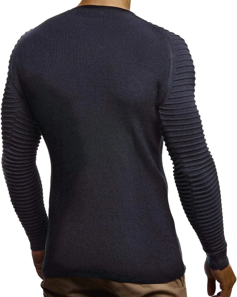 LEIF NELSON Herren Strickpullover Basic Rundhals Crew Neck Sweatshirt Langarm Sweater Feinstrick LN2