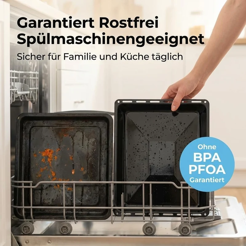 ICQN Backblech 422 x 370 x 30 mm Set, Emailliert Fettpfanne für Backofen und Herd, Passend für ELECT