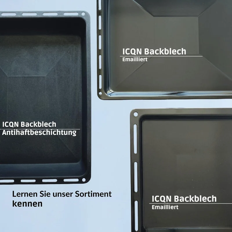 ICQN Backblech 422 x 370 x 30 mm Set, Emailliert Fettpfanne für Backofen und Herd, Passend für ELECT