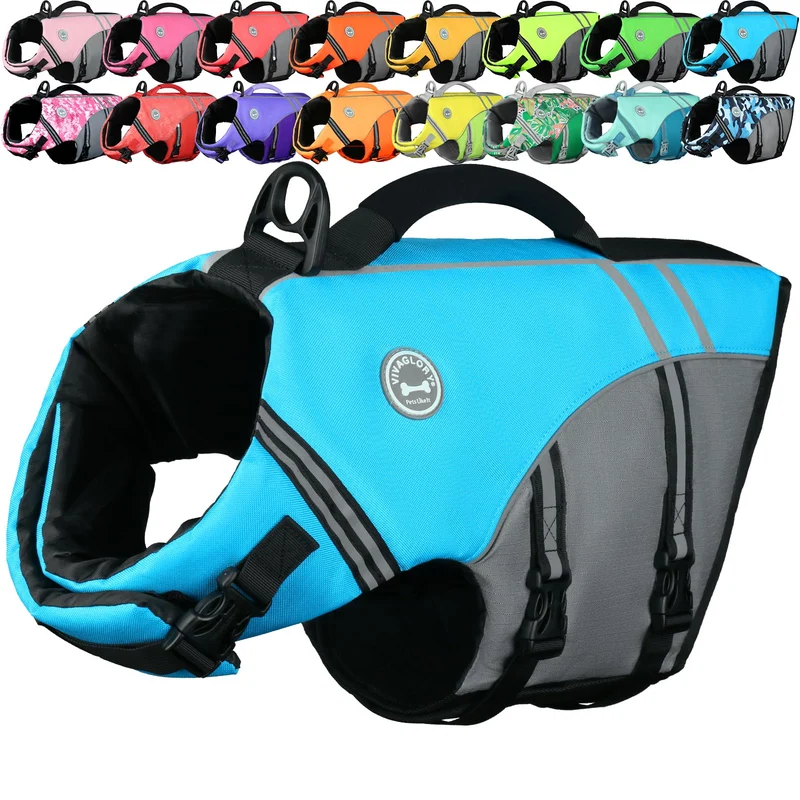 VIVAGLORY Sportstil Schwimmweste für Hunde mit Hervorragendem Auftrieb, Einstellbar & Langlebig Schw