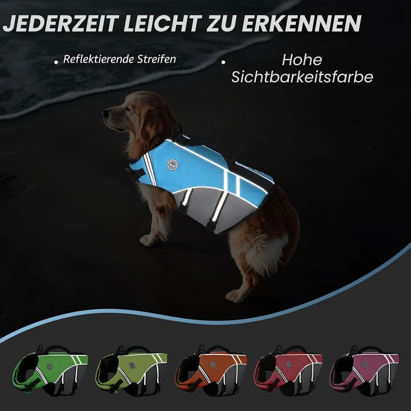 VIVAGLORY Sportstil Schwimmweste für Hunde mit Hervorragendem Auftrieb, Einstellbar & Langlebig Schw