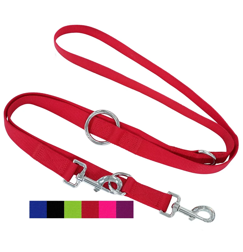 DEY - Premium Hundeleine Nylon 2m | 3fach Verstellbar | für Kleine, Mittelgrosse u. Grosse Hunde | v