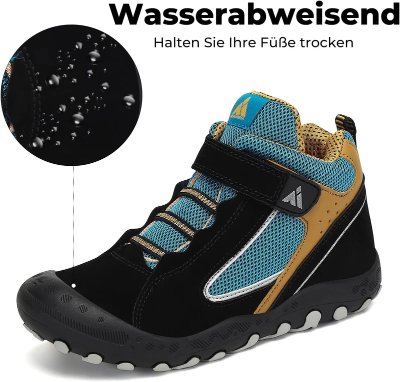 Mishansha Kinder Wanderschuhe Trekking Wanderstiefel Outdoor Trekkingschuhe 32 EU Verkehr Schwarz, 3
