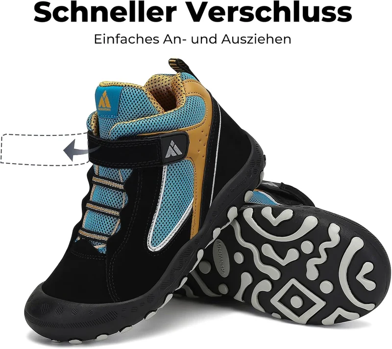 Mishansha Kinder Wanderschuhe Trekking Wanderstiefel Outdoor Trekkingschuhe 32 EU Verkehr Schwarz, 3
