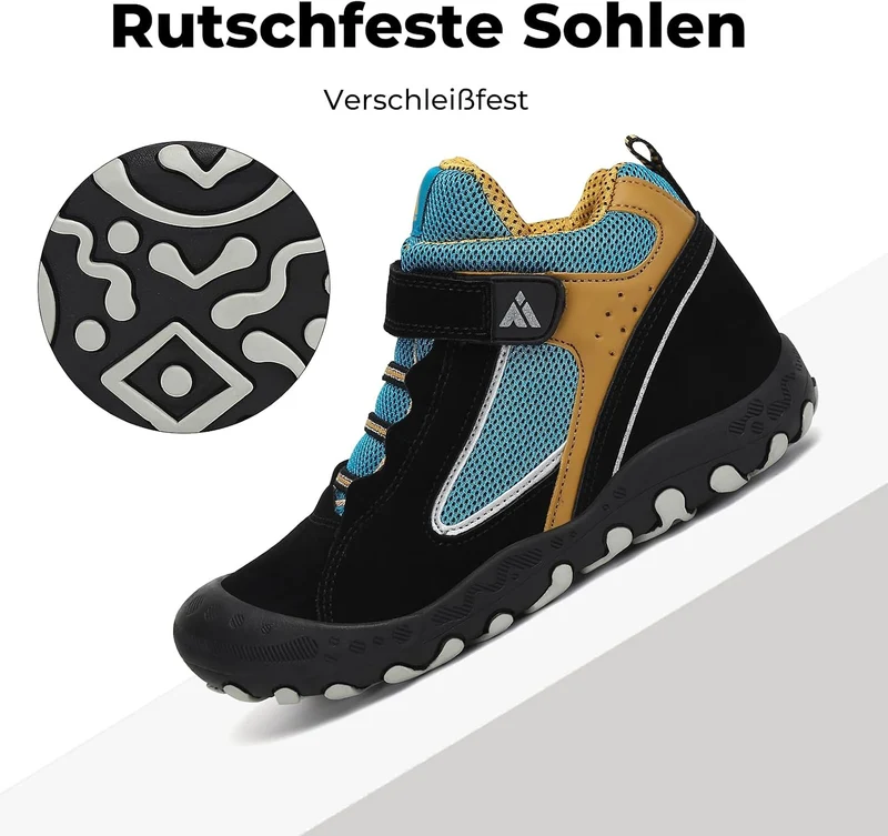 Mishansha Kinder Wanderschuhe Trekking Wanderstiefel Outdoor Trekkingschuhe 32 EU Verkehr Schwarz, 3