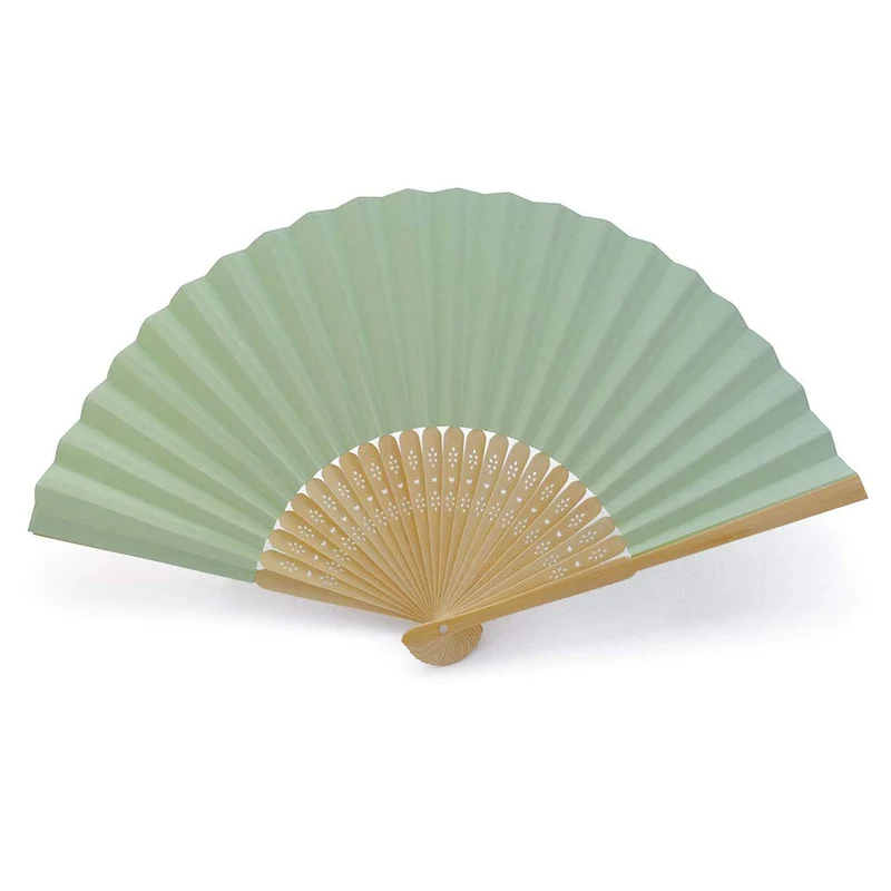 OLILLY Handfächer aus weissem Papier und Bambus für Hochzeiten (Grün, 50 Handfächer) Grün 1 stück (5