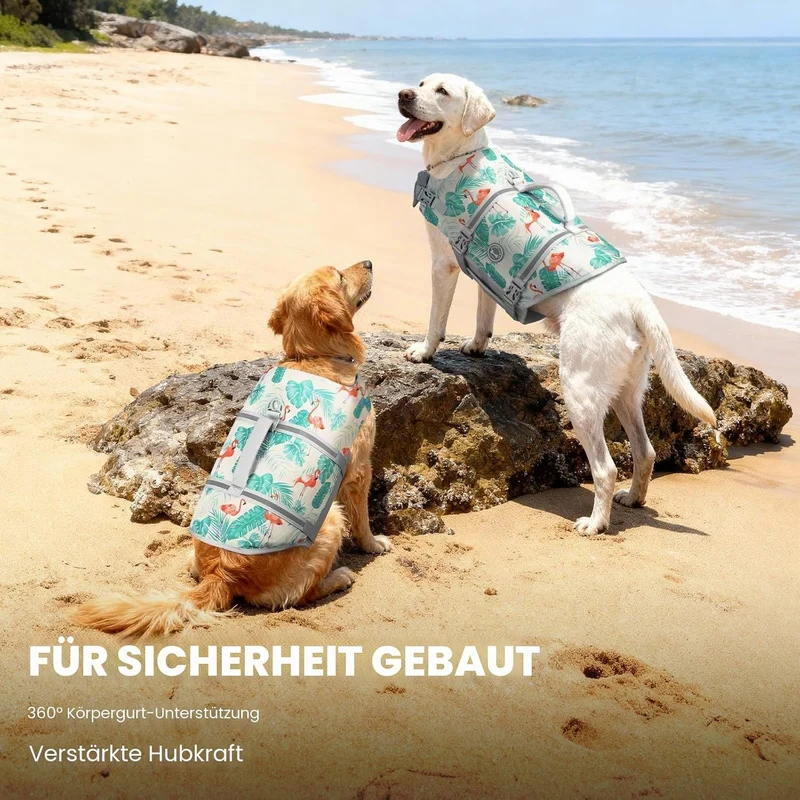 VIVAGLORY Ripstop Hunde Rettungsweste für Kleine Mittel Grosse Hunde Bootfahren, Hund Schwimmweste m