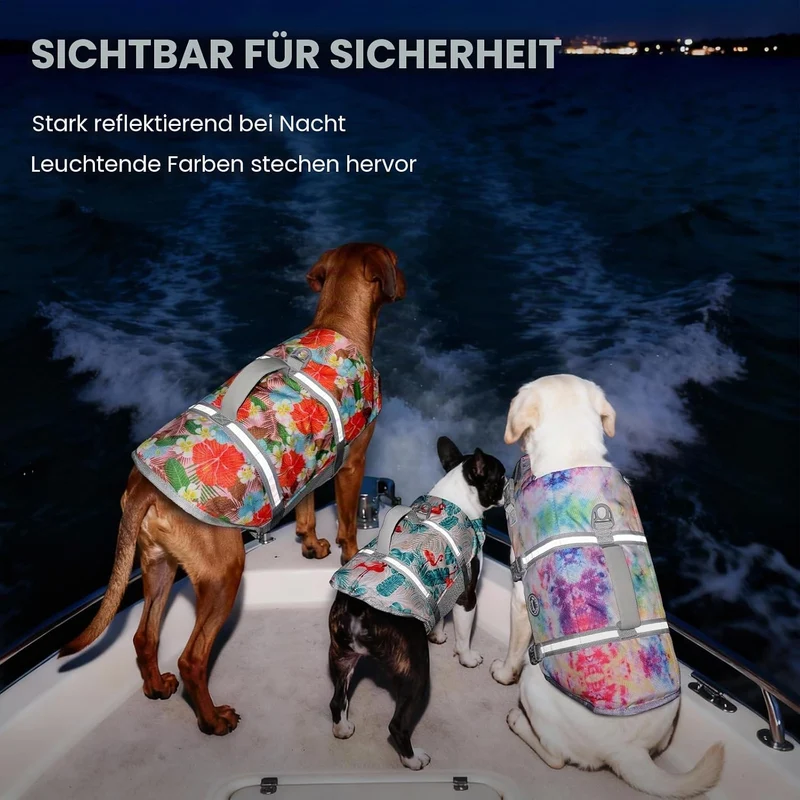 VIVAGLORY Ripstop Hunde Rettungsweste für Kleine Mittel Grosse Hunde Bootfahren, Hund Schwimmweste m