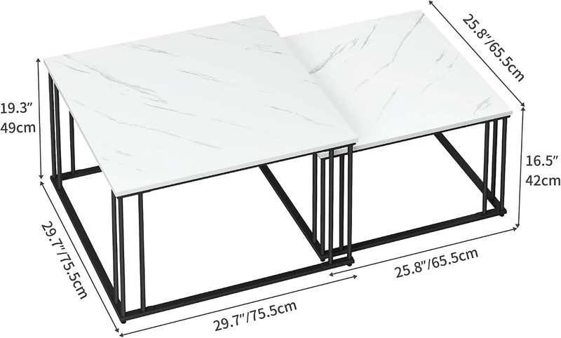 YITAHOME Moderner Couchtisch 2er-Set für Wohnzimmer, weissgraue runde Couchtische aus Holz, Cocktail