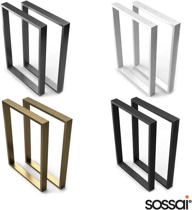 sossai® Stahl Tischkufen (pulverbeschichtet) TKK1 | Farbe: Anthrazit | 2 Stück | Breite 50 cm x Höhe