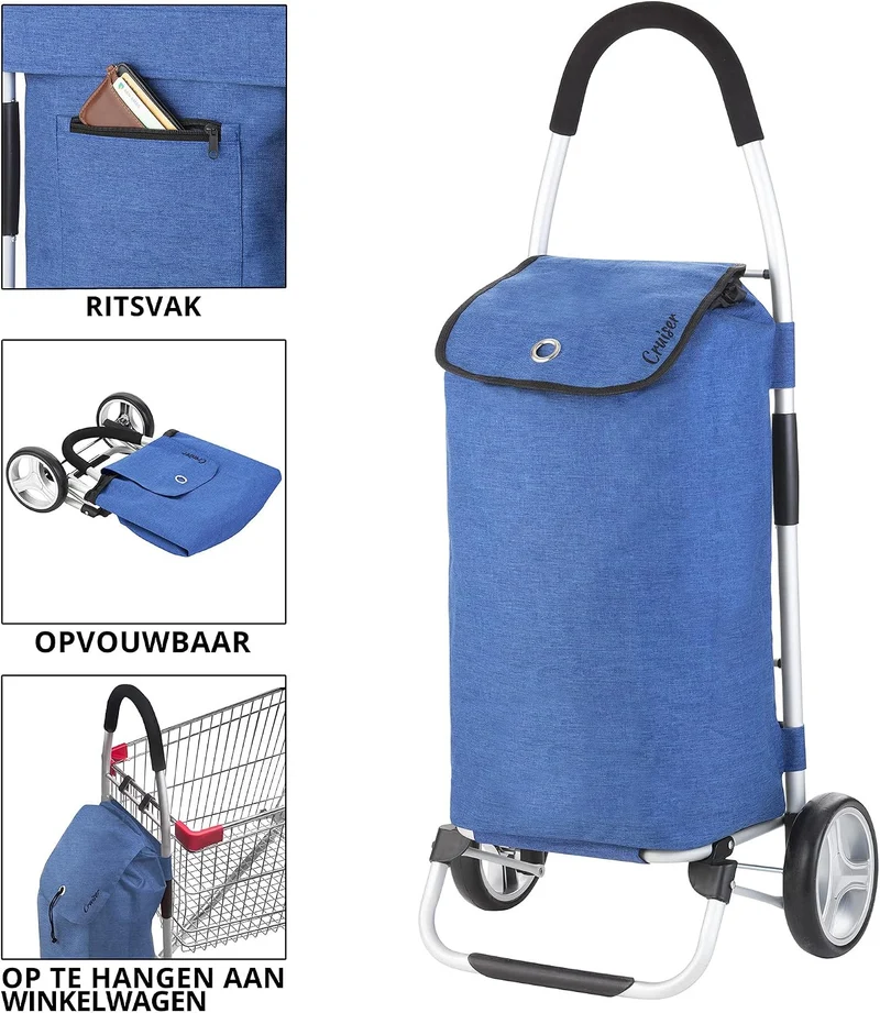 Cruiser Einkaufswagen 45 Ltr - Fatlbarer Einkaufstrolley Blau, Blau