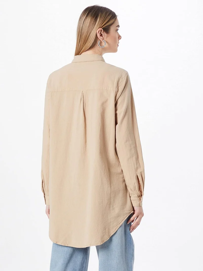 KAFFE KAnaya Shirt Tunic Damen Hemd Langarm Kragen Lang Casual Hemdbluse 34 Classic Sand, 34 Classic