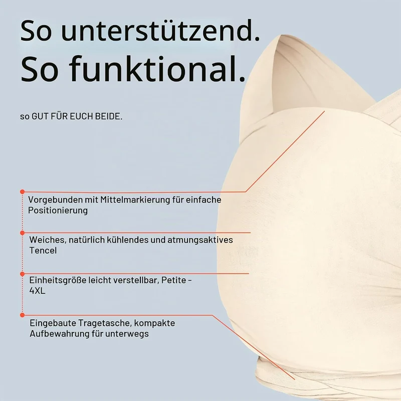 Ergobaby Babytragetuch für Neugeborene ab Geburt bis 11,3 kg, Aura Knit Tragetuch aus recycelten Sto