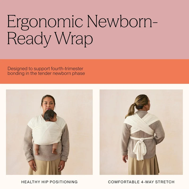 Ergobaby Babytragetuch für Neugeborene ab Geburt bis 11,3 kg, Aura Knit Tragetuch aus recycelten Sto