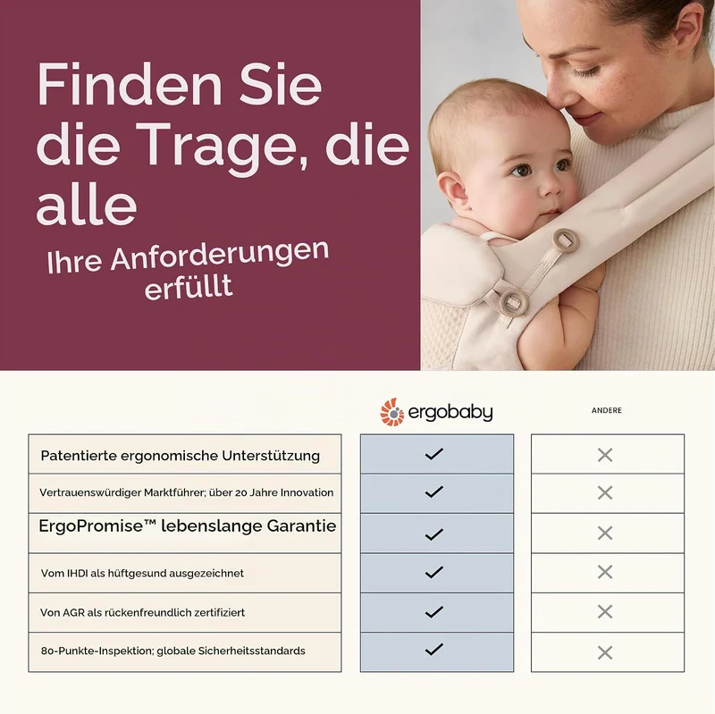 Ergobaby Babytragetuch für Neugeborene ab Geburt bis 11,3 kg, Aura Knit Tragetuch aus recycelten Sto