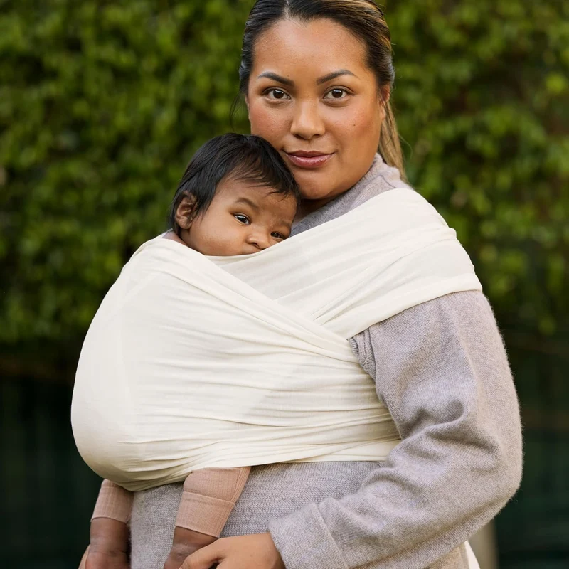 Ergobaby Babytragetuch für Neugeborene ab Geburt bis 11,3 kg, Aura Knit Tragetuch aus recycelten Sto