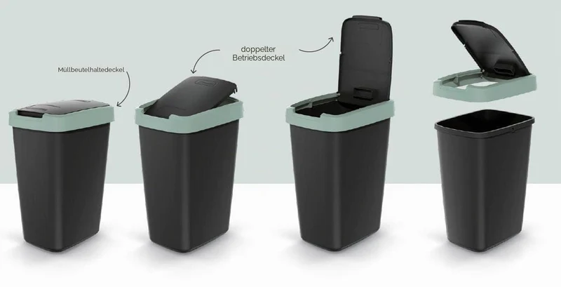 Mülleimer Müllbehälter Abfalleimer Biomülleimer Aschgrau mit Deckel Abfallsammler Mülltonne Papierko