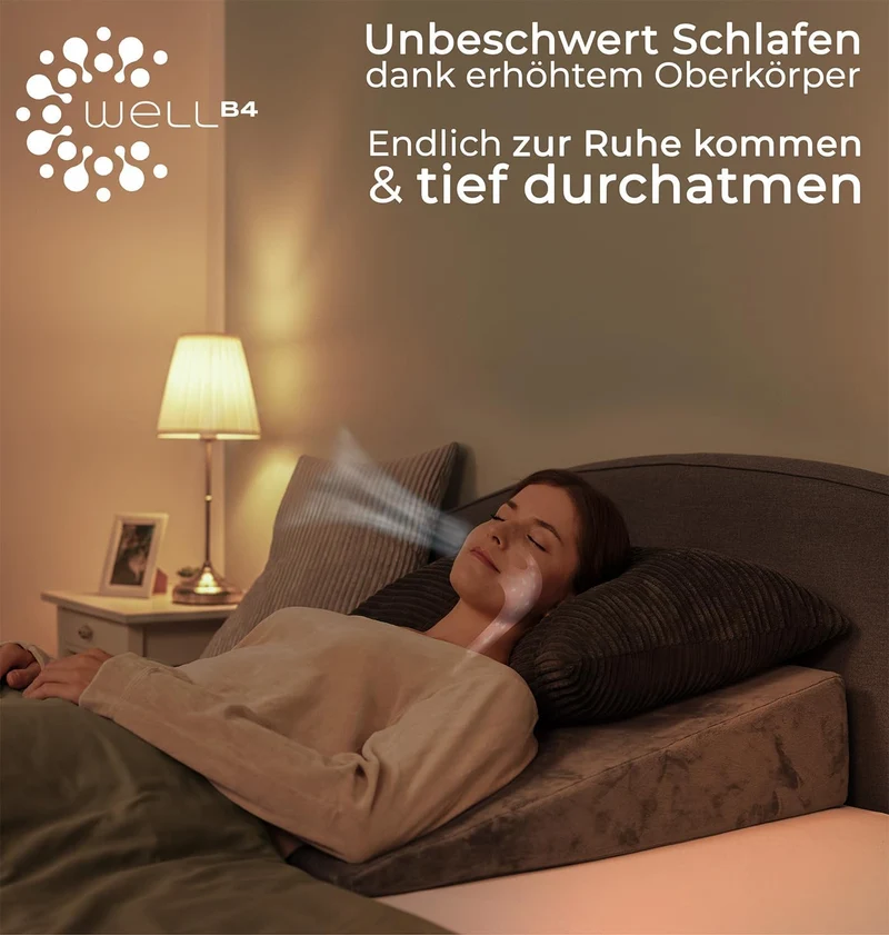 Keilkissen für Bett und Couch, Matratzenkeil, Reflux Kissen [mit 2 Liegezonen], Lesekissen zur Schla