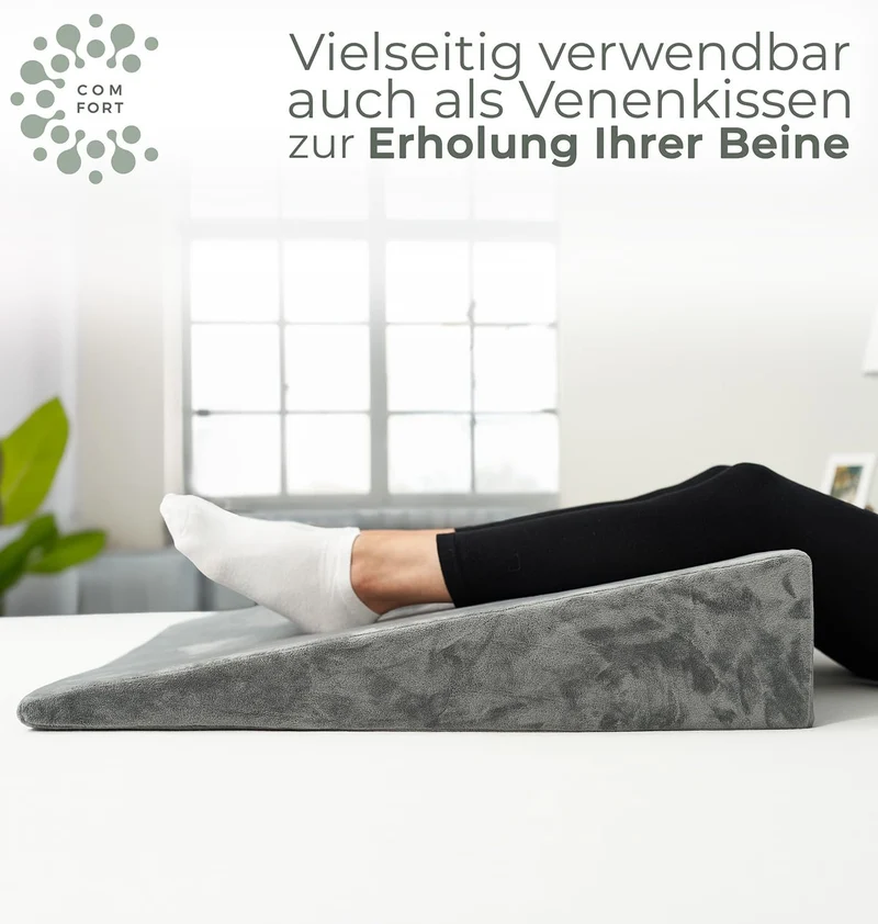 Keilkissen für Bett und Couch, Matratzenkeil, Reflux Kissen [mit 2 Liegezonen], Lesekissen zur Schla