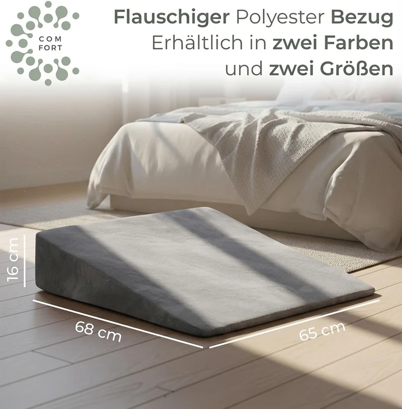 Keilkissen für Bett und Couch, Matratzenkeil, Reflux Kissen [mit 2 Liegezonen], Lesekissen zur Schla
