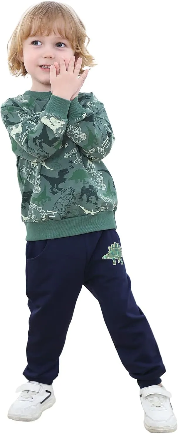 Volunboy Baby Jungen Dinosaurier kleidung, Kinder Pullover Jogginganzug Sweatshirt Langarmshirt und