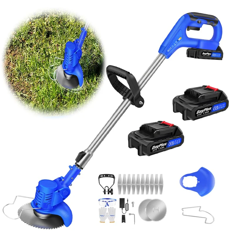 Akku Rasentrimmer mit Akku 21V Freischneider mit 2 Batterien, Akku Motorsense & Rasentrimmer Rasen m