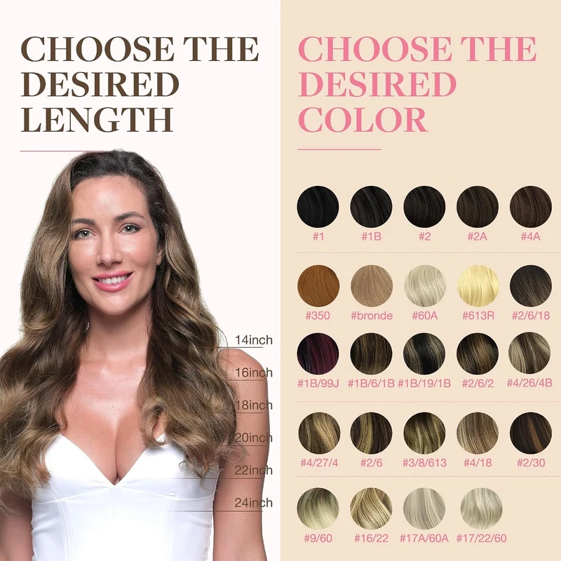 GOO GOO Tape Extensions Echthaar, 20pcs 40g 30cm Balayage Schokoladenbraun Gemischter Honig Blond Ec