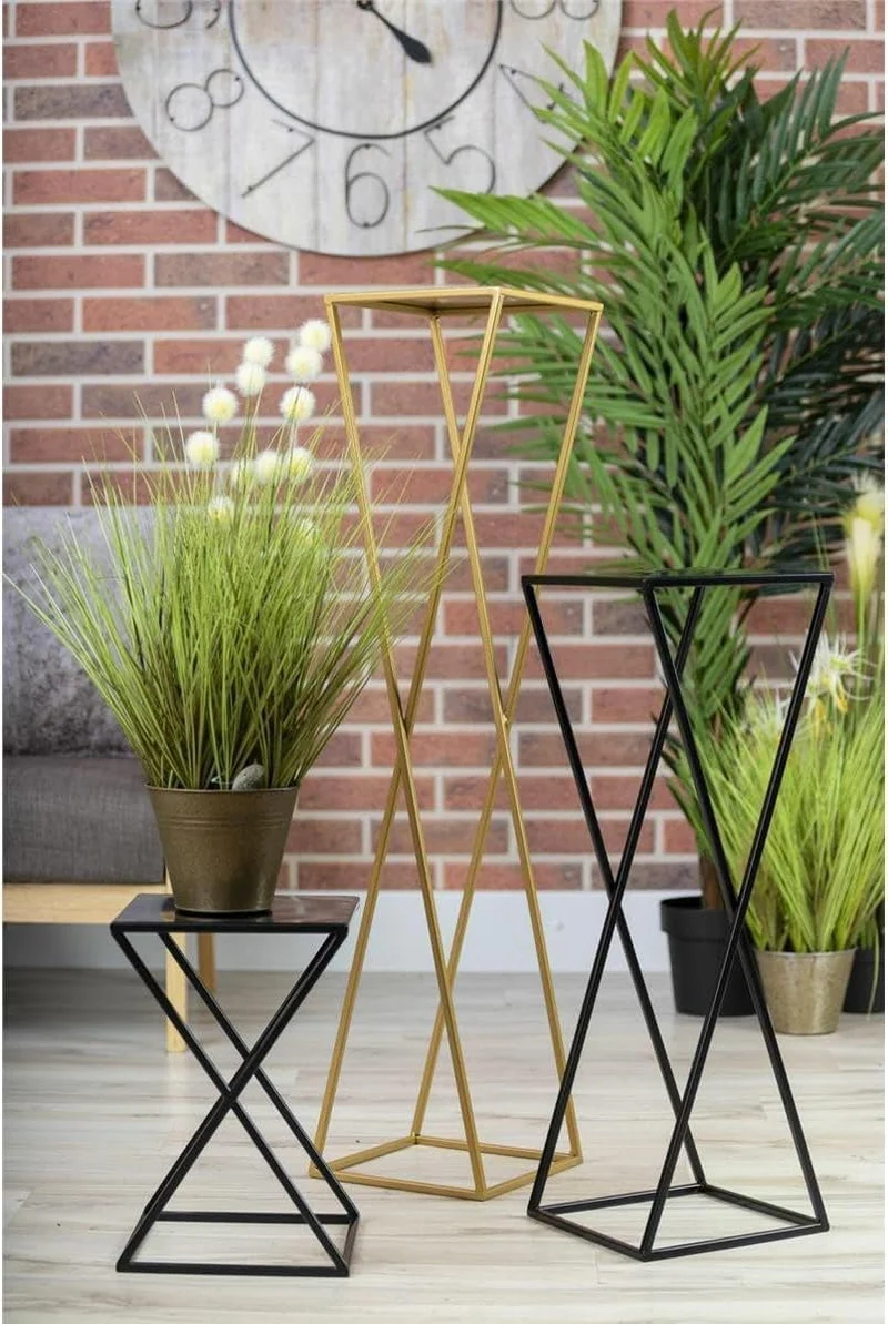 HowHomely Blumenständer Metall Golden 40 cm Hoch - Solider und Robuster Blumenhocker Metall - Pflanz