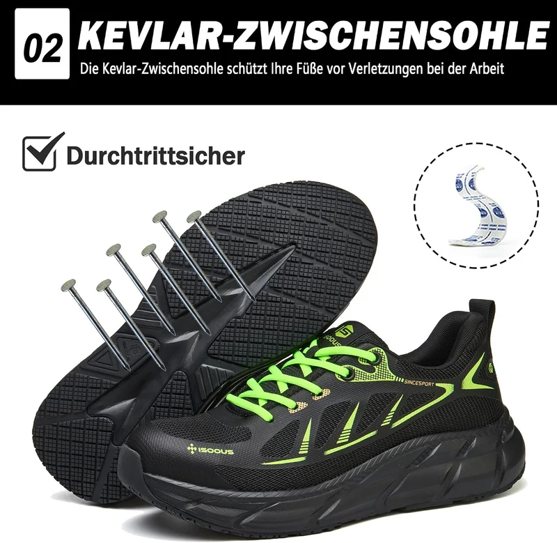 ISOOUS Arbeitsschuhe Herren Sicherheitsschuhe Damen Stahlkappenschuhe Sportlich Atmungsaktiv Schutzs